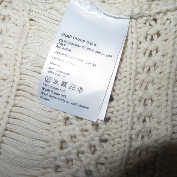 8 By Yoox COTTON CROCHET FRINGED Neutral Top Sweater - Picture 7 of 10